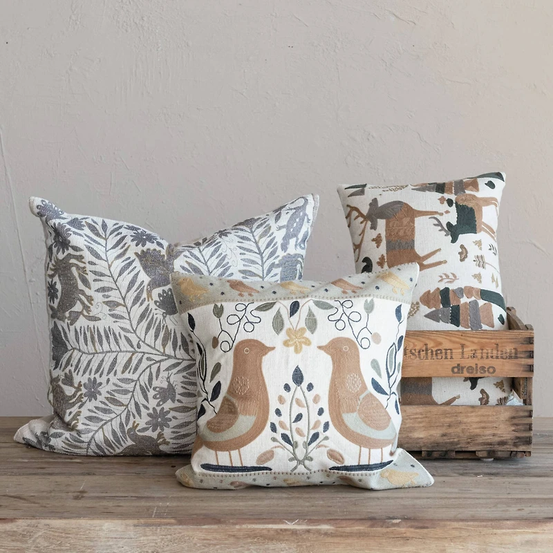 Hello Honey® 24" Gray & Brown Otomi Print Throw Pillow