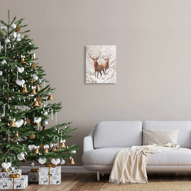 Stupell Industries Elks Snowy Forest Wildlife Canvas Wall Art