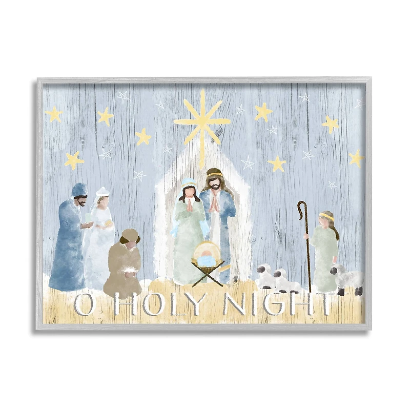 Stupell Industries Nativity Barn Stable Christmas Holiday Wall Art in Frame