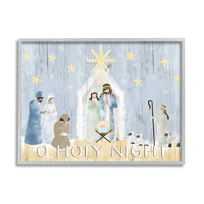 Stupell Industries Nativity Barn Stable Christmas Holiday Wall Art in Frame