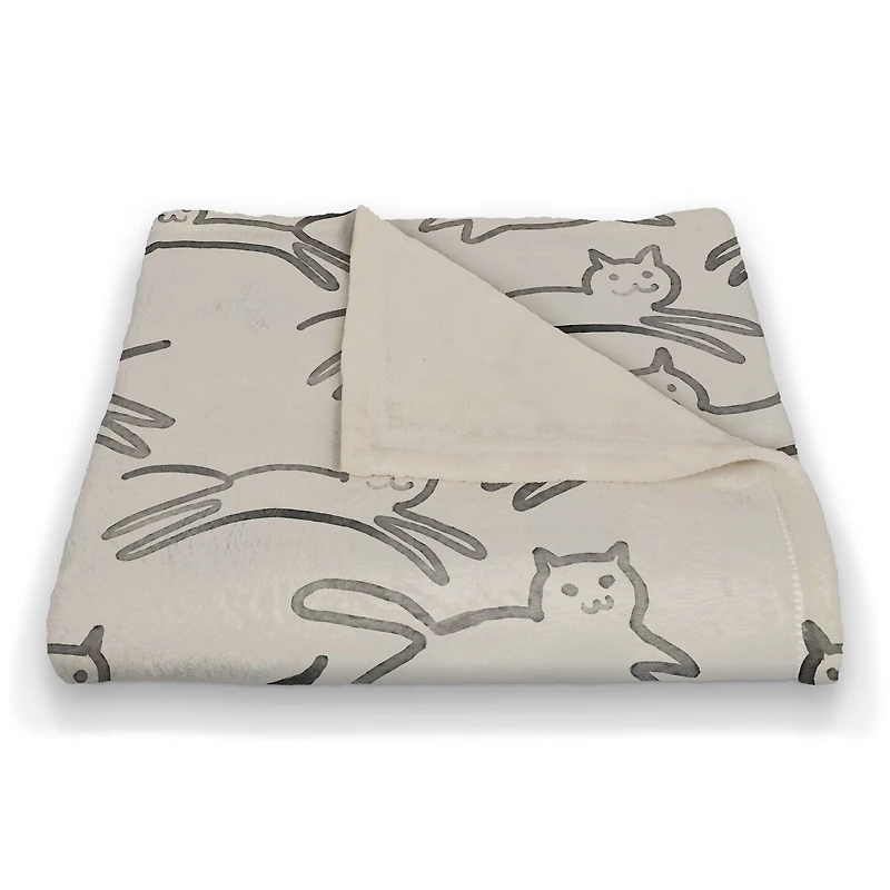 Leaping Cat Pattern I 50" x 60" Coral Fleece Blanket
