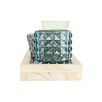 Hello Honey® 13.25" Glass Votive & Tealight Holders On Wood Tray Set