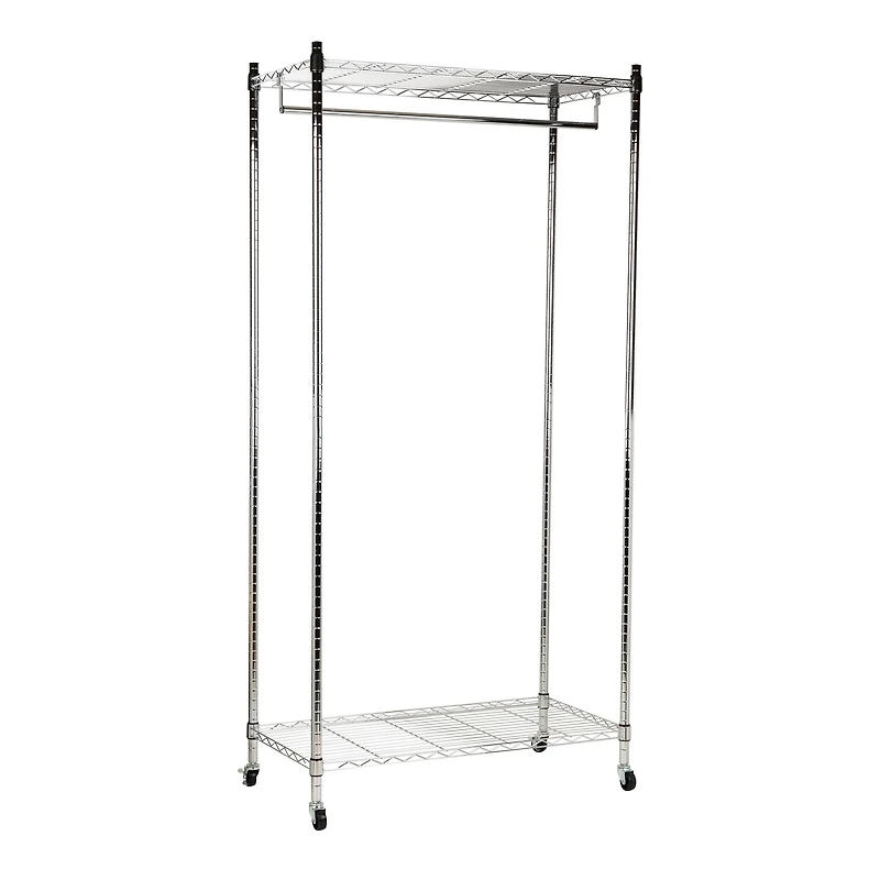 Mind Reader Heavy Duty Rolling Garment Rack with Adjustable Bar, Chrome