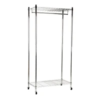 Mind Reader Heavy Duty Rolling Garment Rack with Adjustable Bar, Chrome