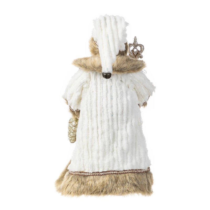 Glitzhome® 18"H Faux Fur Christmas Woodland Santa Figurine with Porcelain Face