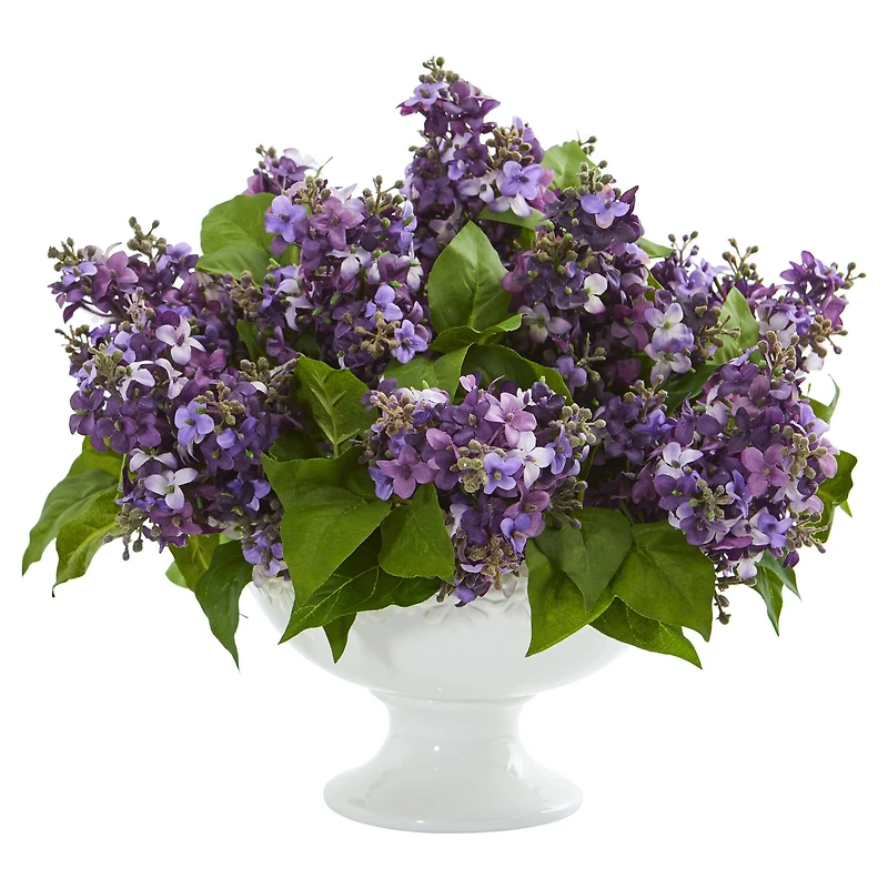 14" Lilac Arrangement in White Vase