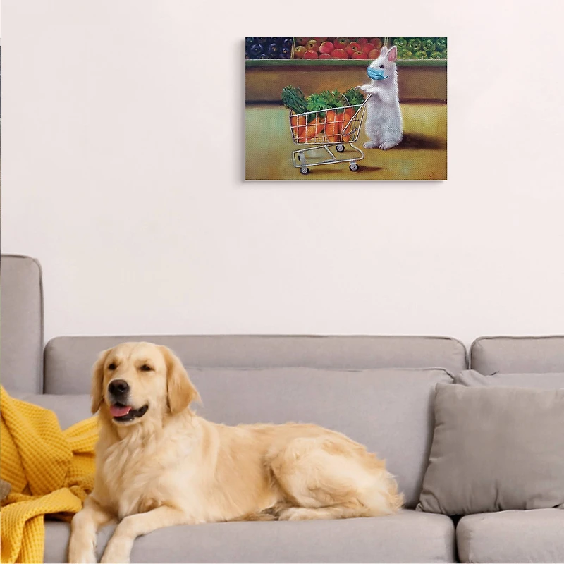 Stupell Industries Bunny Shopping in Face Mask Wall Art