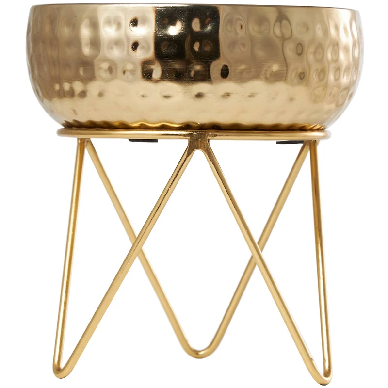 8" White Roses in Paradise Scented 3-Wick Candle with Hammered Gold Container and Tripod Stand