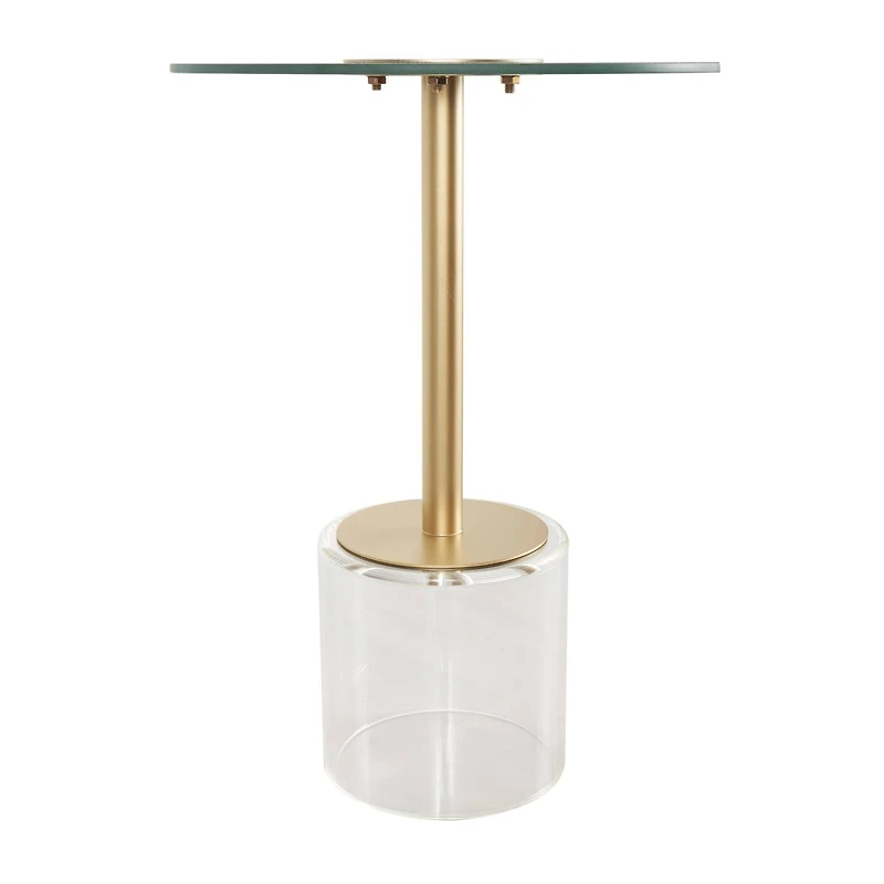 22.5" Clear Acrylic Accent Table with Elevated Base & Gold Stand