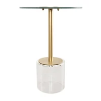 22.5" Clear Acrylic Accent Table with Elevated Base & Gold Stand