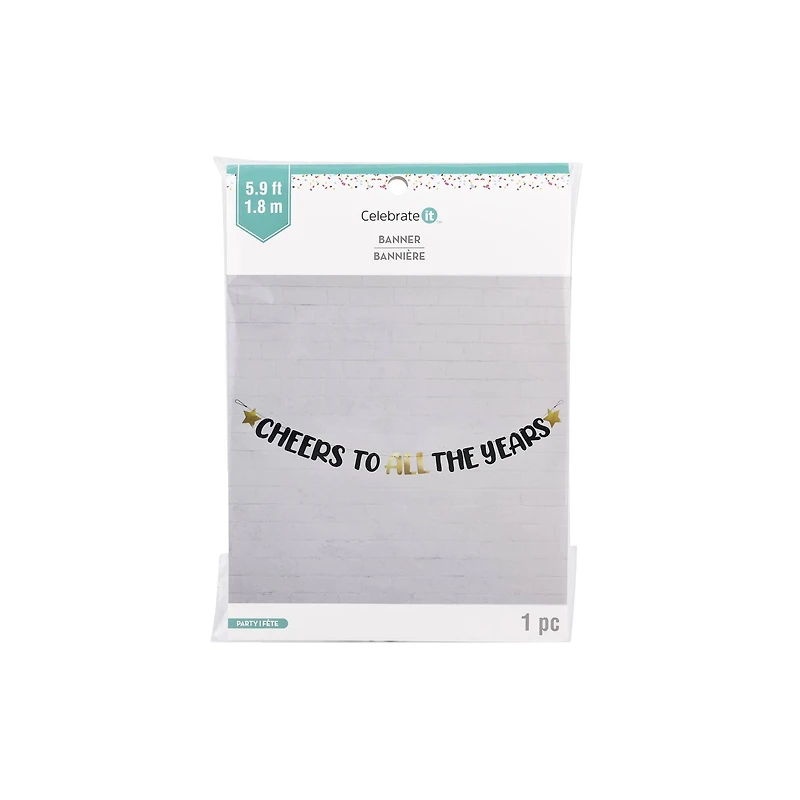 6ft. Black & Gold All The Years Banner by Celebrate It™
