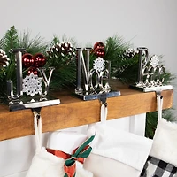 Peace  Joy and Noel Metal Christmas Stocking Holders - 6.5" - Set of 3