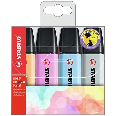 STABILO® BOSS® 4 Color Original Pastel Highlighter Set