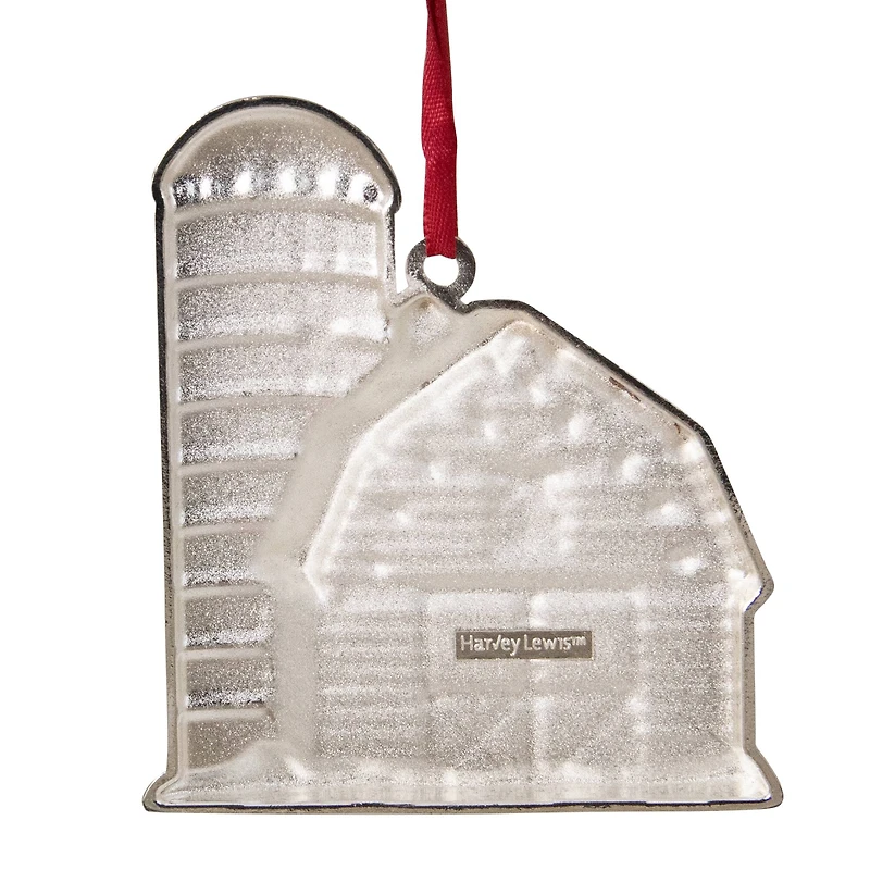 Red & White Enamel Barn House Ornament