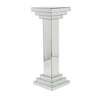 Silver Wood Glam Pedestal Table, 36" x 12" x 12"