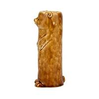 Hello Honey® 7" Brown Reactive Crackle Glaze Stoneware Bear Vase
