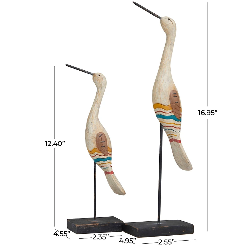 Cream Stone Distressed Carved Bird Sculpture Set