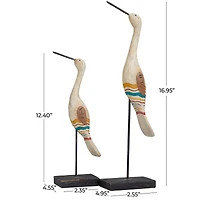 Cream Stone Distressed Carved Bird Sculpture Set