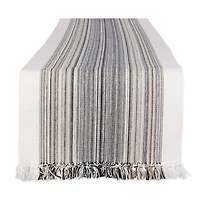 DII® 72" Black Striped Fringed Table Runner