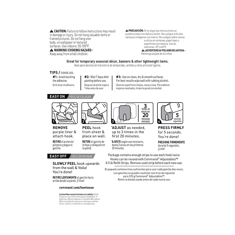 Command™ Adjustables™ Mini Hooks, Clear