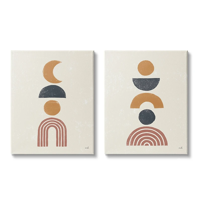 Stupell Industries Sun and Moon Bohemian Symbols Neutral Primary Canvas Wall Art