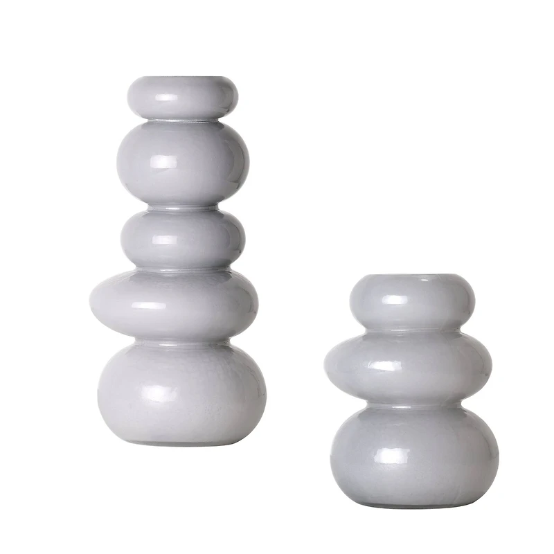 American Art Decor Cool Grey Cairns Glass Vase Set