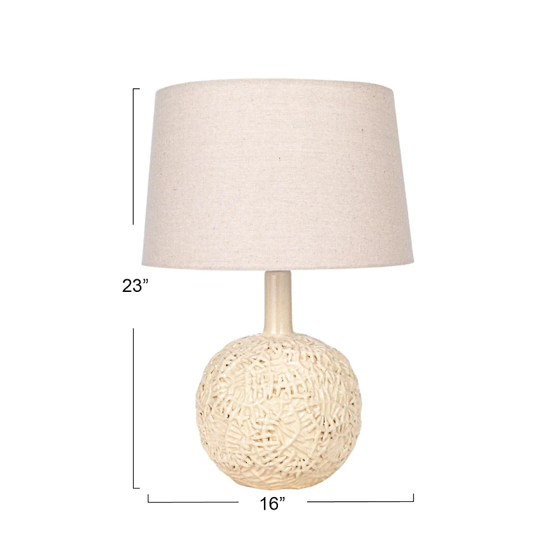 Hello Honey® 23" Cream Handmade Textured Stoneware Table Lamp with Fabric Shade