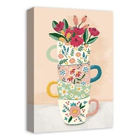 Floral Mug Stack Canvas Wall Art