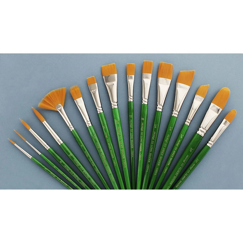 Protégé Gold Nylon Short Handle 15 Piece Brush Set