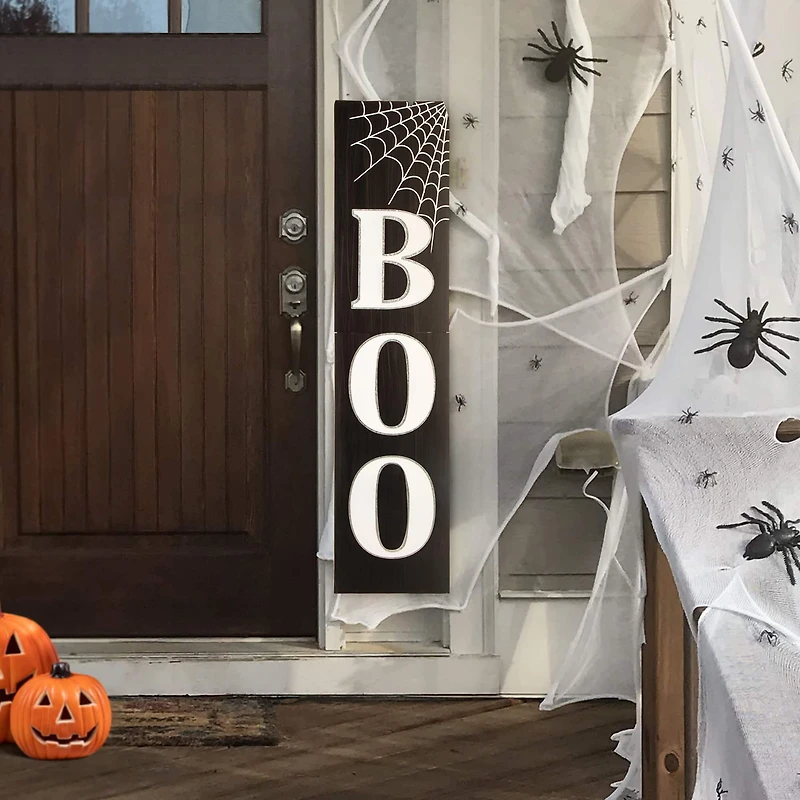 Glitzhome® Black & White Wooden BOO Porch Sign
