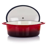 MegaChef 7qt. Red Oval Enameled Cast Iron Casserole