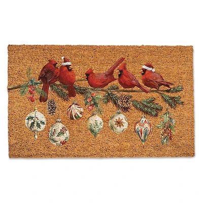 Cardinals and Ornaments 30" x 18" Door Mat