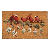 Cardinals and Ornaments 30" x 18" Door Mat
