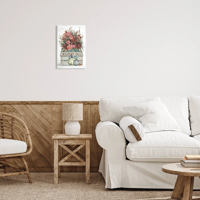 Stupell Industries Welcome Fall Seasonal Blooms Wall Plaque Art