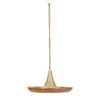 Hello Honey® 6.75" Tan Stoneware Bird Feeder with Jute Hanger