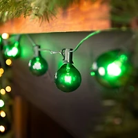 10-Count Green G50 Globe Christmas Patio Lights- 9ft  Green Wire