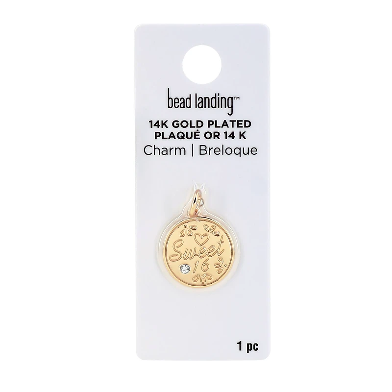 14K Gold Plated Sweet 16 Disc Charm by Bead Landing™