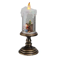 10.25" LED Flameless Glitter Snow Dome Santa Candle