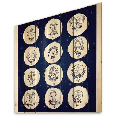 Designart - Zodiac Signs On Blue