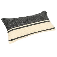 Hello Honey® Charcoal & Natural Stripes Woven Wool Blend Kilim Lumbar Pillow