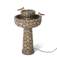 Glitzhome® 2ft. 2-Tier Stone-Like Outdoor Birdbath Fountain