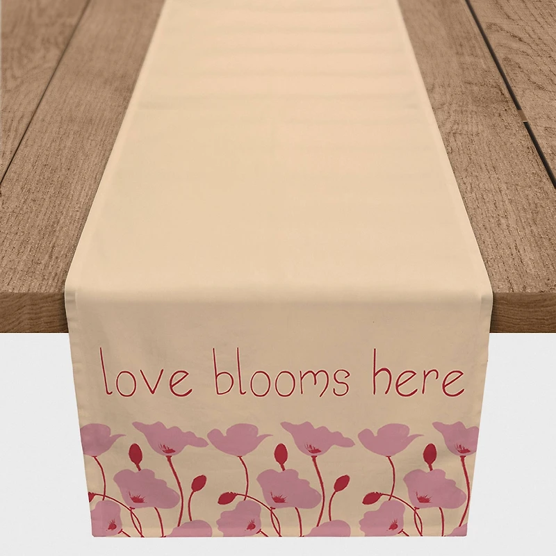Love Blooms Here 16" x 72" Cotton Twill Runner