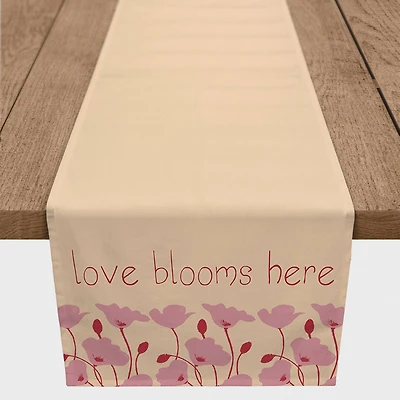 Love Blooms Here 16" x 72" Cotton Twill Runner