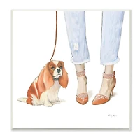Stupell Industries Orange & White Dog Walk with Glam Sparkle Heels Wall Plaque