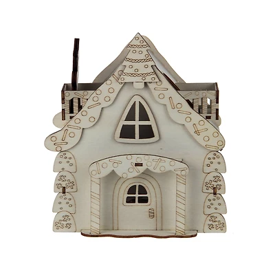 7" Unfinished Gingerbread House DIY LED Wood Décor by Make Market®