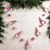 Glitzhome® 6ft. Red & White Fabric Christmas Gnome Garland Set