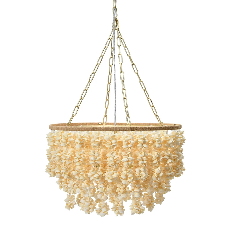Hello Honey® 20" Round Metal and Shell Chandelier Style Ceiling Light