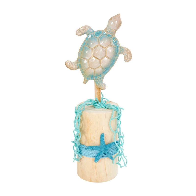 11" Blue Ceramic Sea Life Ombre Sculpture Set