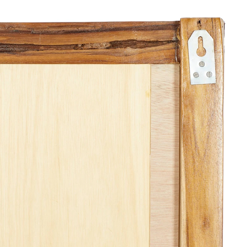 48" Brown Rustic Teak Wood Wall Mirror