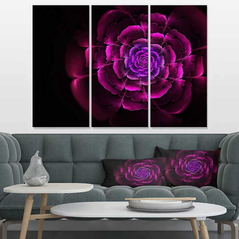 Designart - Fractal Purple Rose in Dark